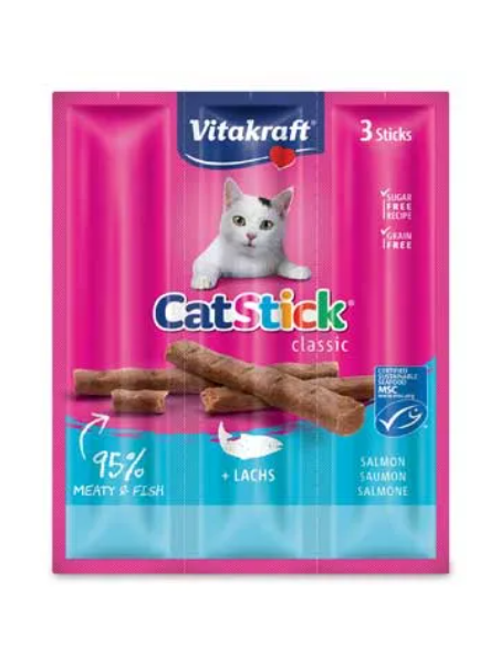 Vitakraft Cat stick salmone MSC 3pz gr.18-Snack Per Gatti .