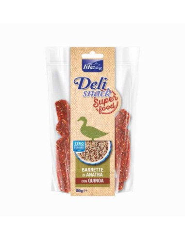 LIFE Dog Delisnack Superfood Barrette di Anatra con Quinoa gr.100. Snack per cani .