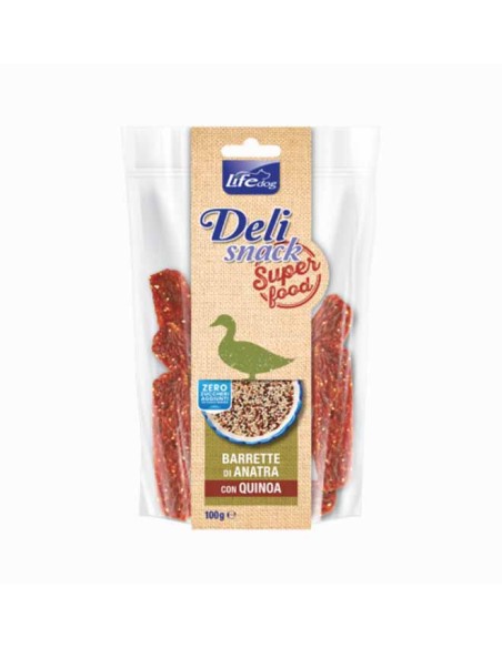 LIFE Dog Delisnack Superfood Barrette di Anatra con Quinoa gr.100. Snack per cani