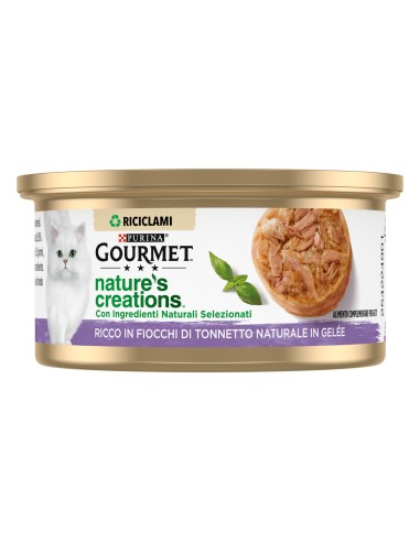 Gourmet Nature's Creations Fiocchi di Tonnetto al Naturale gr 70.  Cibo Umido Per Gatti