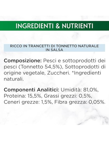Gourmet Nature's Creations  Trancetti di tonnetto al naturale in salsa gr.70. Cibo Umido Per Gatti