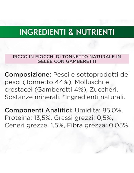 Gourmet Nature's Creation ricco in Fiocchi di Tonnetto Naturale in Gelee con Gamberetti- Cibo Umido Per gatti .