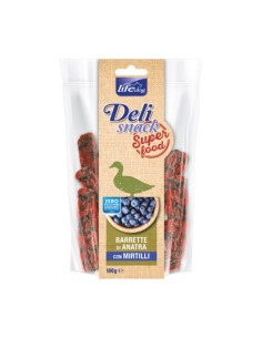 LIFE Dog Delisnack Superfood Barrette di Anatra con Mirtilli gr.100.Snack Per Cani .