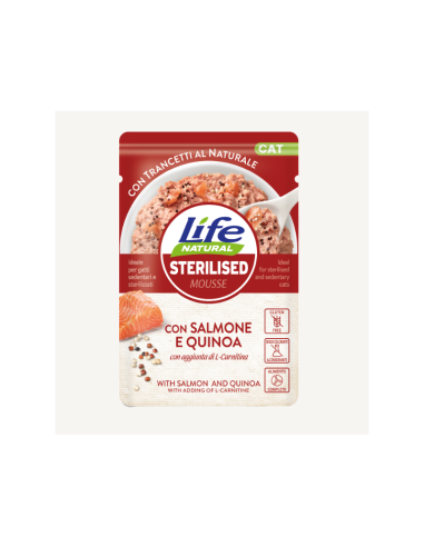 Life Cat busta Sterilised Salmone e Quinoa gr.70. cibo Umido Per Gatti