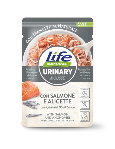 Life Cat busta Urinary Salmone e Alicette gr.70. Cibo Umido Per Gatti.