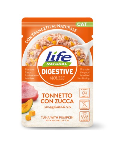 Life Cat busta Digestive Tonnetto e Zucca gr.70. Cibo Umido per gatti.