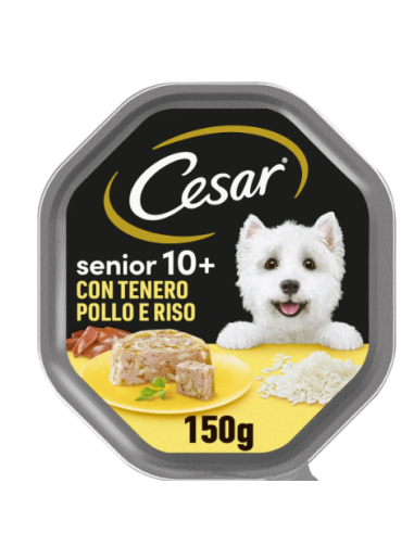 Cesar Senior 10+ Con Tenero Pollo e Riso 150 gr. Alimento Completo Per Cani Anziani