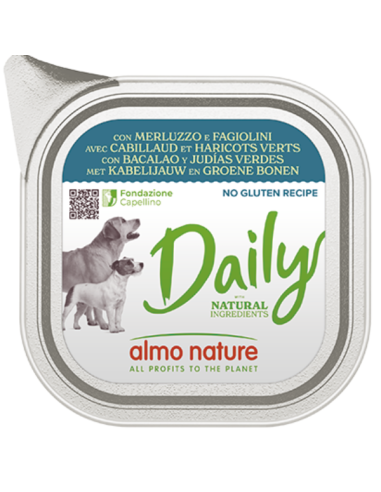 Almo Daily Menu Dogs Merluzzo e Fagiolini gr100. Cibo Umido per cani .