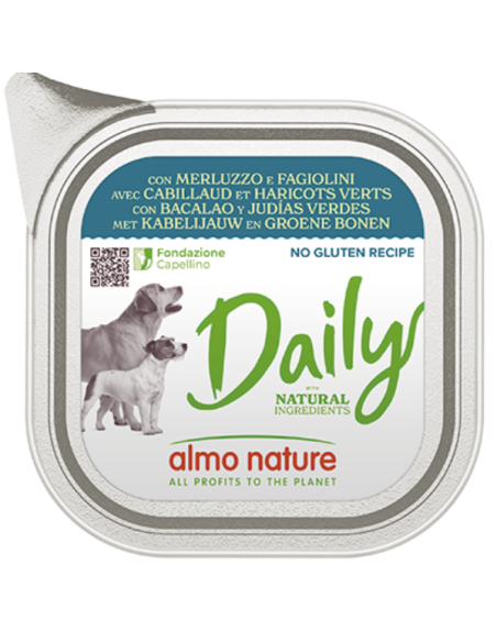 Almo Daily Menu Dogs Merluzzo e Fagiolini gr100. Cibo Umido per cani