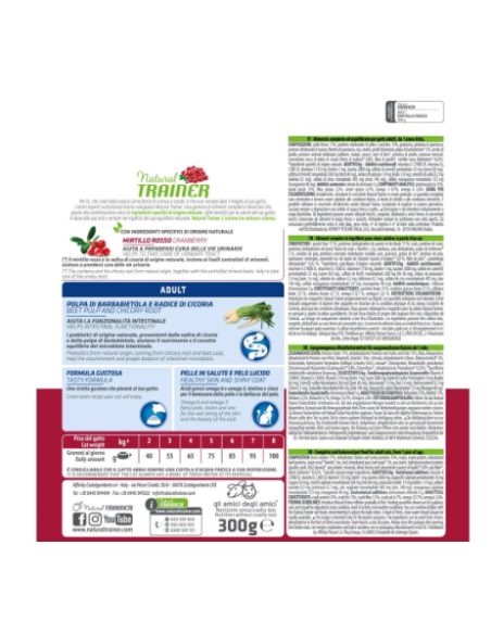 Natural Trainer Adult Con Pollo Fresco gr 300. Cibo Secco Per Gatti.