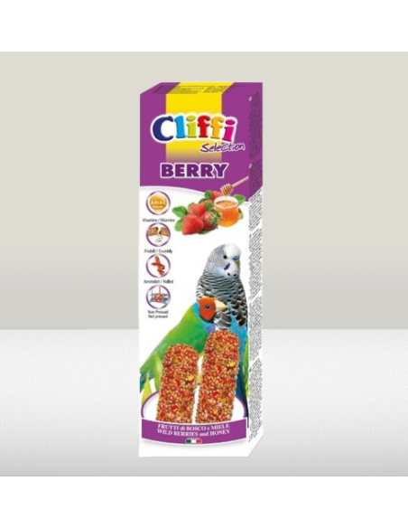 Cliffi Sticks Pappagallini Esotici Berry Frutti di Bosco e Miele gr 60. Mangime per Uccelli