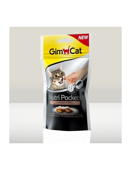 Gimcat Nutri Pocket Pollame e Biotina gr 60. Snack per gatti