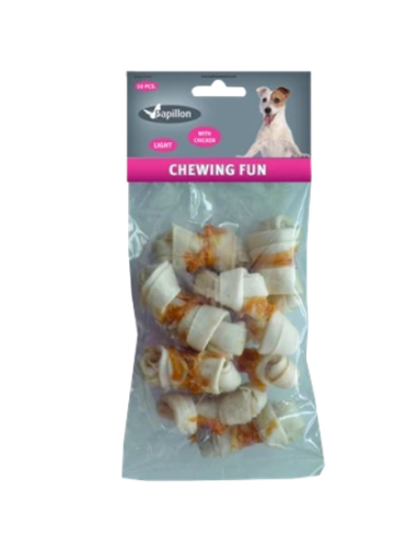 Ossa annodate Con  pollo 10 pezzi. 120 gr. Snack per cani