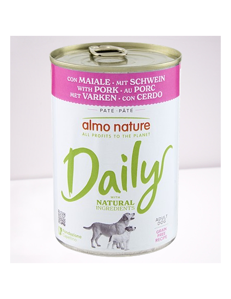 Almo Nature Daily dog con Maiale gr.400. Cibo Umido per cani.