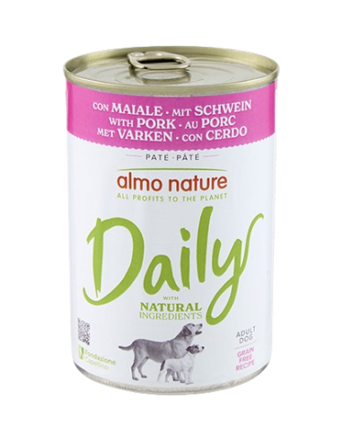 Almo Nature Daily dog con Maiale gr.400. Cibo Umido per cani.