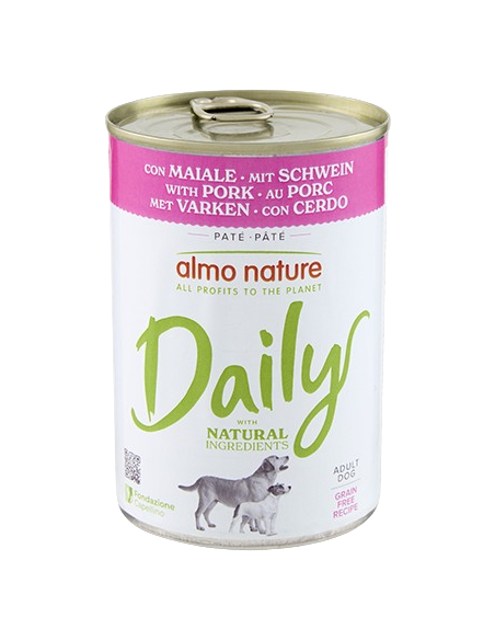 Almo Nature Daily dog con Maiale gr.400. Cibo Umido per cani.