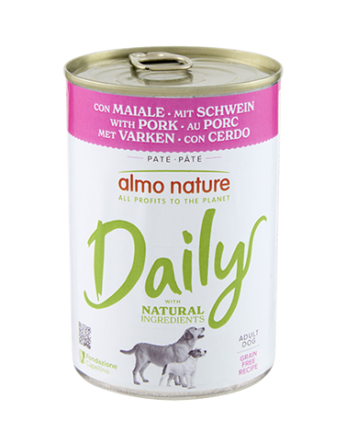 Almo Nature Daily dog con Maiale gr.400. Cibo Umido per cani.