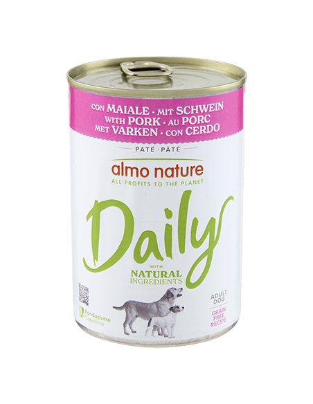 Almo Nature Daily dog con Maiale gr.400. Cibo Umido per cani.