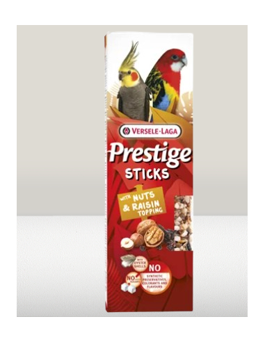 Prestige Stick Parrocchetti Noci e Uva Passa  2 stick da gr 140.Snack e Integratori per Uccelli.