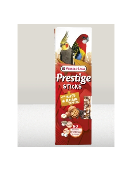 Prestige Stick Parrocchetti Noci e Uva Passa  2 stick da gr 140.Snack e Integratori per Uccelli