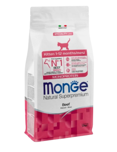 Monge kitten 1-12 mesi  Manzo kg.1,5. Cibo Per Cuccioli di gatto