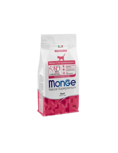 Monge kitten 1-12 mesi  Manzo kg.1,5. Cibo Per Cuccioli di gatto