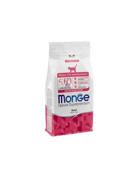 Monge kitten 1-12 mesi  Manzo kg.1,5. Cibo Per Cuccioli di gatto