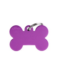Medaglietta Basic Osso Grande Alluminio  Viola. Accessori per cani.