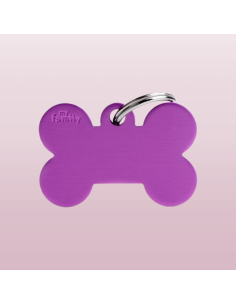 Medaglietta Basic Osso Grande Alluminio  Viola. Accessori per cani. 2