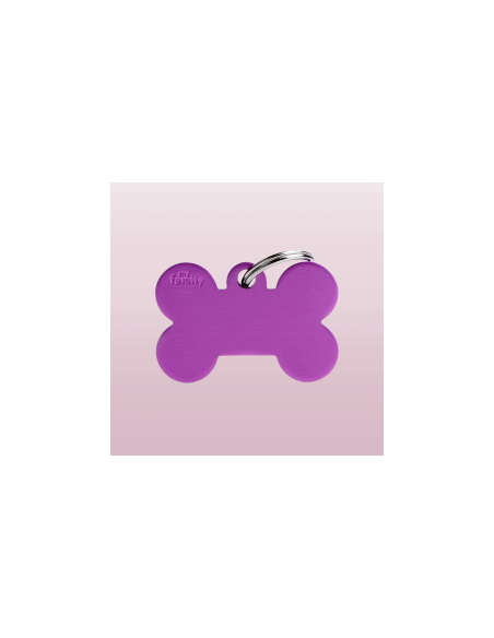 Medaglietta Basic Osso Grande Alluminio  Viola. Accessori per cani.