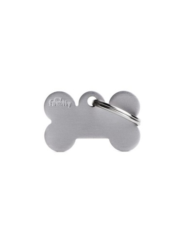 Medaglietta Basic Osso Piccolo Grigio in Alluminio. Accessori per cani