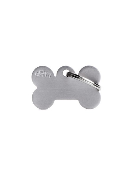 Medaglietta Basic Osso Piccolo Grigio in Alluminio. Accessori per cani