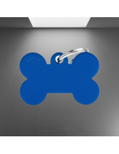 Medaglietta Basic Osso Grande Alluminio Blu. Accessori per cani. 2