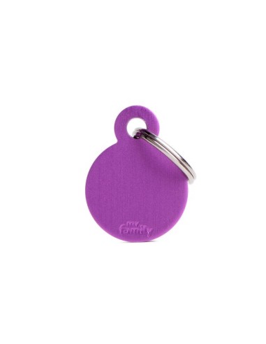 Medaglietta Basic Cerchio Piccolo Alluminio Viola. Accessori per cani.