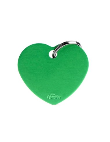 Medaglietta Basic Cuore Grande Alluminio Verde. Accessori per cani .