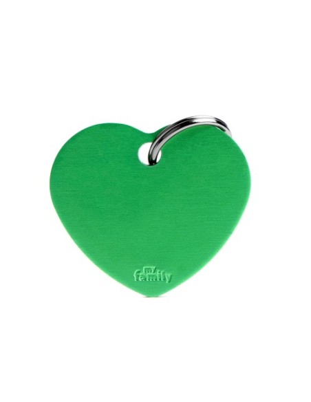 Medaglietta Basic Cuore Grande Alluminio Verde. Accessori per cani .