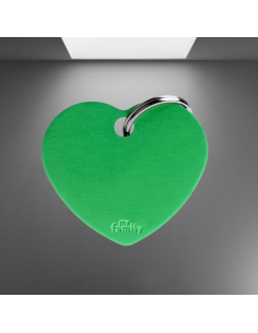 Medaglietta Basic Cuore Grande Alluminio Verde. Accessori per cani . 2