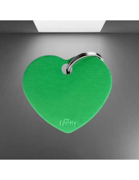 Medaglietta Basic Cuore Grande Alluminio Verde. Accessori per cani .