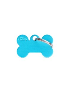 Medaglietta Basic Osso Piccolo Alluminio Azzurro. Accessori per cani.