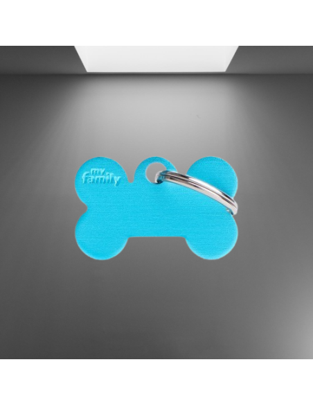 Medaglietta Basic Osso Piccolo Alluminio Azzurro. Accessori per cani.