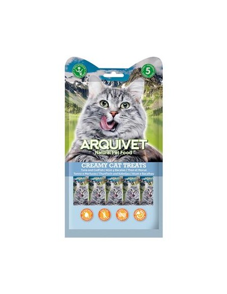 Arquivet Snack Liquido Gatto Al Tonno e  Merluzzo 5 pz. Snack Per Gatti.