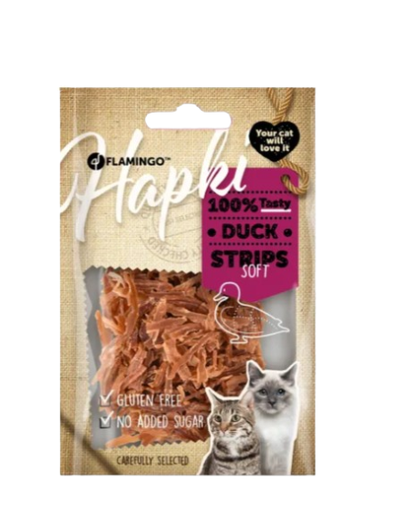 Hapki Strisce di Anatra gr 50. Snack per gatti .