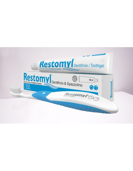 Restomyl Dentifricio 50 ml e spazzolino. Igiene per cani