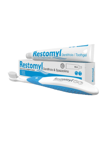 Restomyl Dentifricio 50 ml e spazzolino. Igiene per cani
