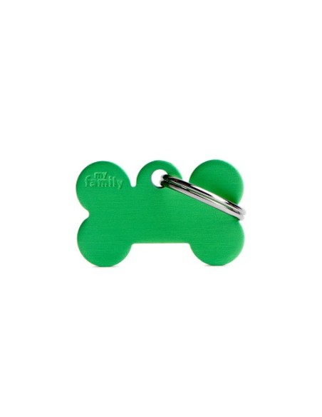 Medaglietta Basic Osso Piccolo Alluminio Verde . Accessori per cani.