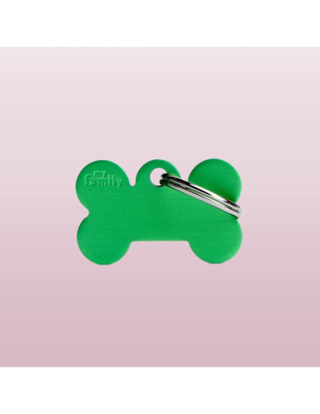 Medaglietta Basic Osso Piccolo Alluminio Verde . Accessori per cani.