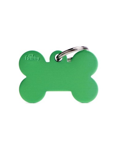 Medaglietta Basic Osso Grande Alluminio Verde . Accessori per Cani