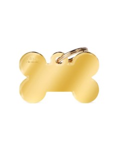 Medaglietta Basic Osso Grande Ottone Dorato. Accessori Per Cani 2