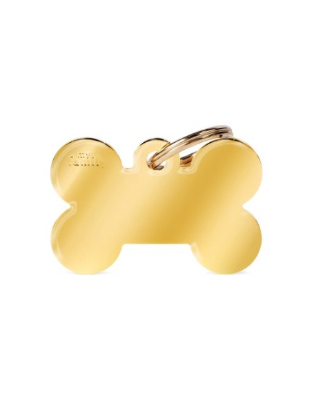 Medaglietta Basic Osso Grande Ottone Dorato. Accessori Per Cani