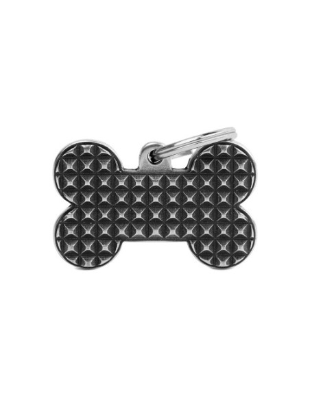 Medaglietta Osso Strong Borchie Argento Antico Grande My Family. Accessori per cani .